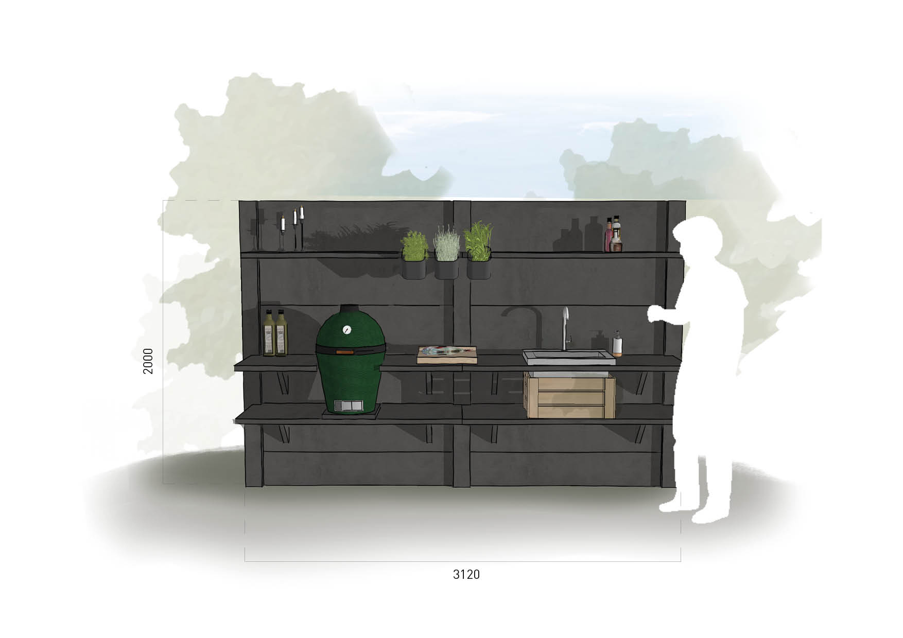 Vorschaubild Galerie WWOO Designbeton-Outdoorküche Mare