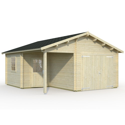 Palmako Garage Roger 21,9+5,2 m² - 44 mm - mit Holztor
