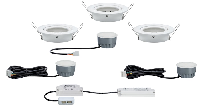 Paulmann Einbauleuchte Smart Coin LED 3x2 W Set mit Farblichtsteuerung, Dimm- und Schwenkfunktion