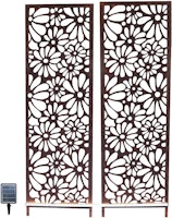 Garden Pleasure Gartenstele DAISIES mit Solar-LED, 2er Set, Stahl Rost-Optik