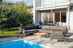 Diamond Garden Lounge-Set GOMERA Sun & Rain, Edelstahl / Teak /Tuvatextil (100 % Polyacryl) Schwarz/Silber