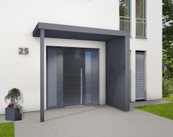 Gutta Rechteckvordach BS Plus XL 250 mit Pfosten und Seitenteil (neues Modell)