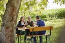 GWW Kurze Bierzeltgarnitur mit Lehne 120 x 60 cm, Stahl Schwarz / Fichte Natur