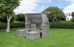 Garden Pleasure Relax-Lounge SAINT-TROPEZ,  Polyrattan Grau / Kissen 100 % Polyester  Silbergrau