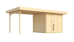 Weka Gartenhaus Designhaus 172 B mit Design-Einzeltüre und Anbau (295 cm) naturbelassen Gr. 1 (530 x 241 cm) - 50 % Rabatt auf Dacheindeckung