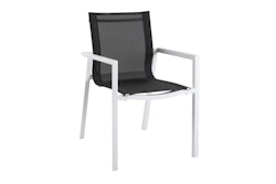 Brafab Stapelsessel DELIA, Aluminium Weiß / Kunststoffgewebe Schwarz - Abverkauf 