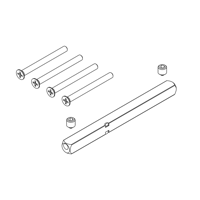Griffwerk Set für Griffe Hohlstift 8x8mm mit Schrauben -Stift 8x115mm, M4x55mm, TS 45-50mm