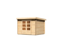 Karibu Gartenhaus Blockbohlenhaus Flora 3 inkl. Dachbegrünungsmaterial - 28 mm-297 x 237 cm-naturbelassen