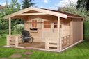 Weka 45 mm Gartenhaus 136 B mit Vordach+Terrasse