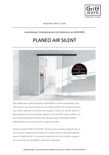 Griffwerk Planeo Air / Planeo Air Silent Glasschiebetürblatt