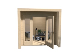 Weka Gartenhaus 263 mit großer Glasfront - 28 mm naturbelassen 239 x 235 cm (Gr. 1) - 50 % Rabatt auf Dacheindeckung