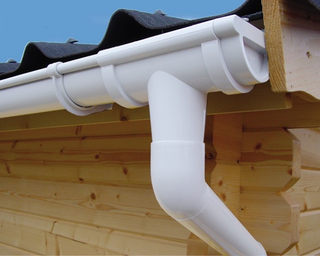 Kunststoff Dachrinnenset für Wolff Finnhaus WPC Gartenhaus Trend C+D