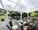 Skan Holz Terrassenüberdachung Venezia mit Mittelpfosten Breite 434 cm