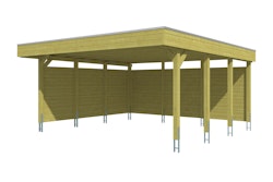 Skan Holz Carport Friesland 557x555 cm inkl. Rück- und Seitenwände Sparset-imprägniert (farblich unbehandelt) Holzcarport