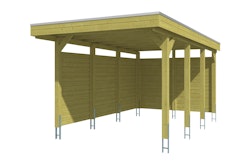Skan Holz Carport Friesland 314x555 cm inkl. Rück- und Seitenwände Sparset-imprägniert (farblich unbehandelt) Holzcarport