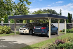 Skan Holz Walmdach Carport 630cm farblich unbehandelt Holzcarport