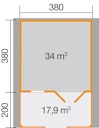 Weka 45 mm Gartenhaus 136 B mit Vordach+Terrasse