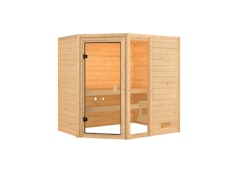 Karibu Woodfeeling Sauna Jada - 38 mm Bronzierte Ganzglastür Ohne Dachkranz Ohne Ofen