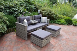 Garden Pleasure Lounge-Sofa VALLETTA, Polyrattan Grau / Kissen Olefin (100 % Polypropylen) Grau