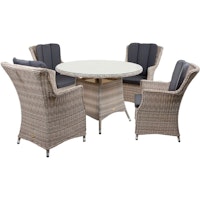 Garden Pleasure Esstisch-Set DIJON, Tisch + 4 Stühle, Aluminium / Polyrattan / 100 % Polyester