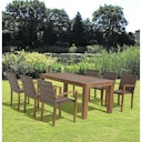 Garden Pleasure Gartenmöbel-Set TOPEKA, Tisch + 6 Stühle, Akazie / Polyrattan