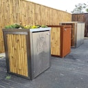 BambusBASIS Mülltonnenbox Edelstahl für 120 l-Tonne  -  1-/2-/3-er Box
