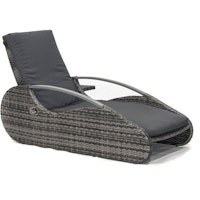 Garden Pleasure Lounger ALASSIO, Polyrattan Schilfgrau / Kissen 100 % Polyester Antrahzit