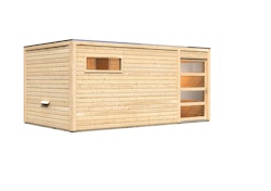 Karibu Gartensauna Saunahaus Hygge inkl. Vorraum, naturbelassen-Ohne Ofen