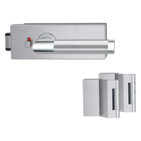 Griffwerk PURISTO S -Edelstahl matt Ganzglastürbeschlagset -3-teiliger Bandsatz -mit Griff CHRISTINA -EM -smart2lock