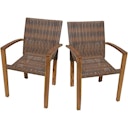 Garden Pleasure Gartenmöbel-Set TOPEKA, Tisch + 6 Stühle, Akazie / Polyrattan
