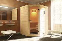 Weka Massivholz-Elementsauna Laukkala 1 mit Glastüre - 38 mm mit Eckeinstieg