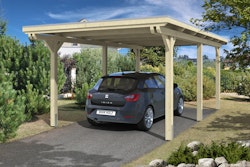 Skan Holz Emsland Flachdach Carport-354x604cm-unbehandelt-Alu-Dach Holzcarport
