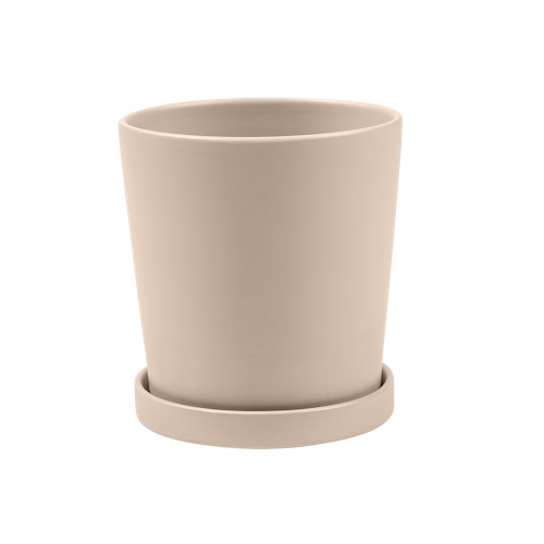 Wikholm form Design Pflanzgefäß / Blumentopf 2er Set Keramik creme ⌀ 14 x H 15 cm, 17 x H 18 cm inkl. Untersetzer