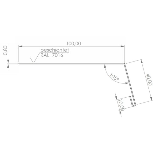 Rinneneinhang/Traufblech/Tropfblech für Gartenhäuser/Pavillons anthrazit (1 Stück)