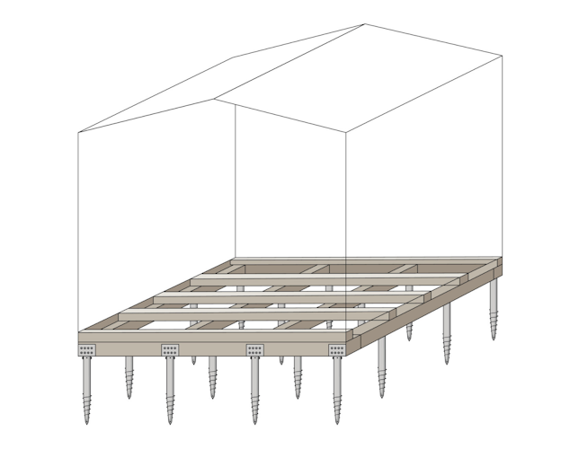 Erweiterungsoption für Schraubfundament für Terrasse, Anbauten o.Ä.