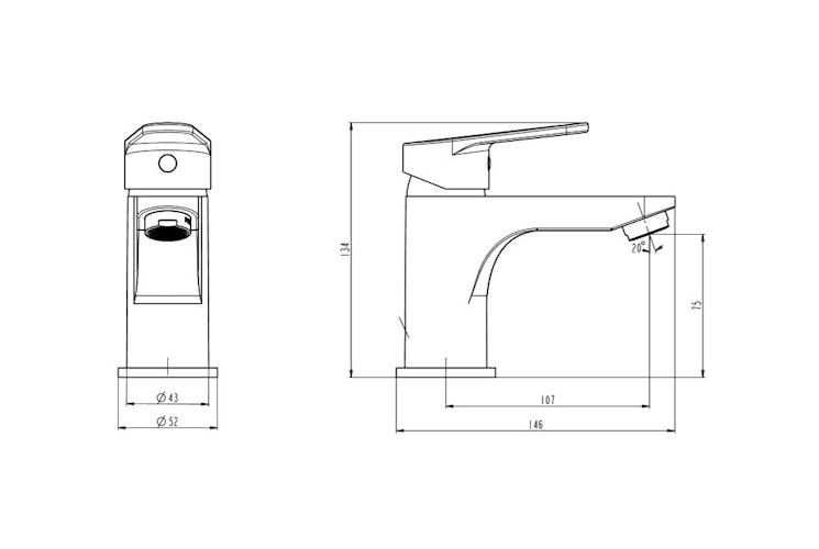 Design-Waschtischarmatur FUTURA, Chrom