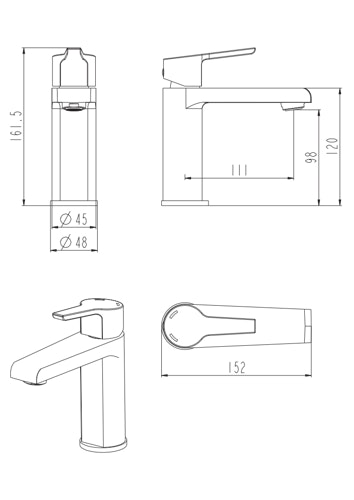 Design-Waschtischarmatur VITA, Chrom