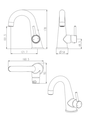 Design-Waschtischarmatur PISA, Chrom