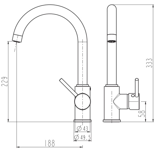 Design-Spültischarmatur CASALLA Niederdruck, Chrom