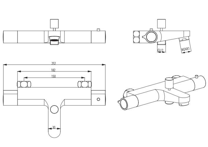 Thermostat-Wannenfüllarmatur VICO, Chrom