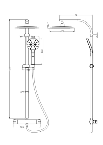 Überkopfbrauseset MADURA FRESH mit Thermostatarmatur, Chrom