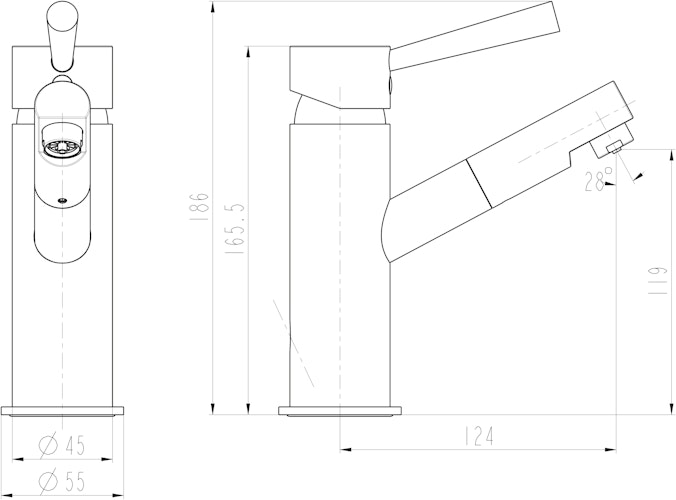 Design-Waschtischarmatur CORNWALL Niederdruck, Chrom