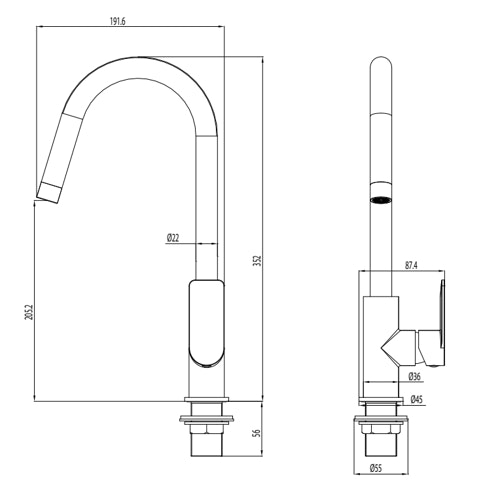 Design-Spültischarmatur SWAN, Chrom