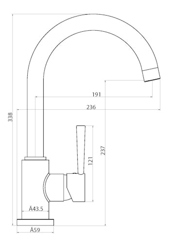 Design-Spültischarmatur CORNWALL Rundbogenauslauf