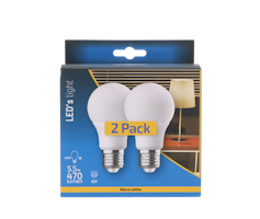 Shada  LED Glühlampe Birne 2-St.-Verpackung A60 E27 5.5W 470LM 2700K nicht dimmbar 180°