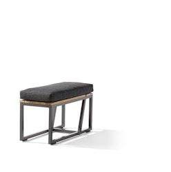 Sieger Bank / Beistelltisch HAVANNA, Aluminium Eisengrau / Teak / Sunproof (100 % Polypropylen) Grau