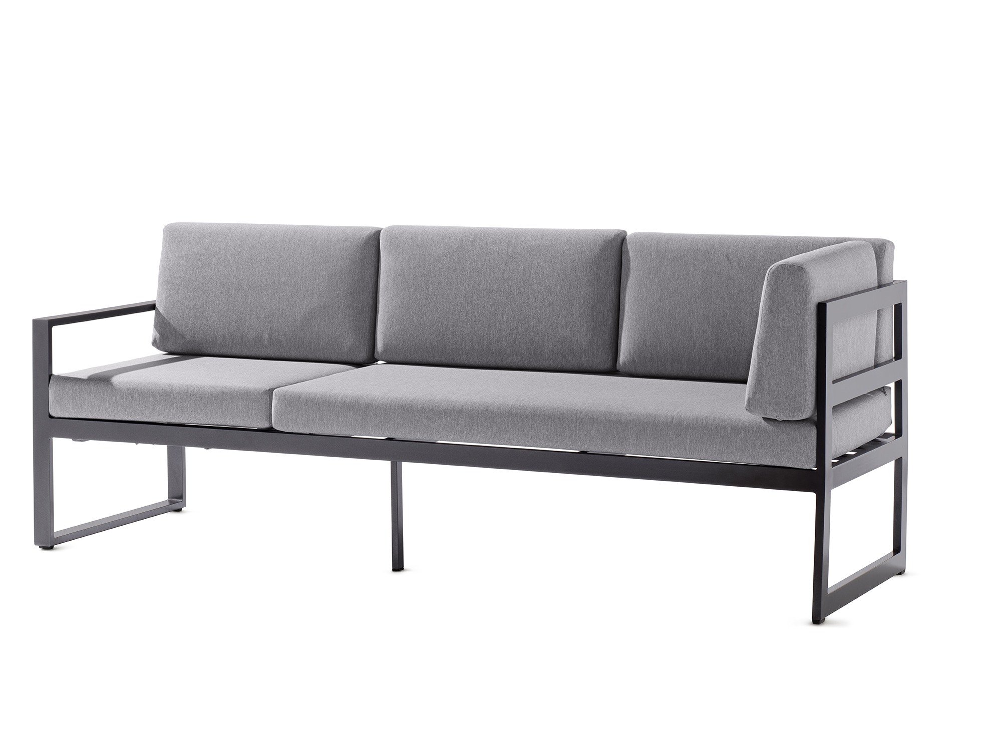 Sieger 3-Sitzer Sofa ADELAIDE, Aluminium Eisengrau / Sunproof (100 % Polypropylen) Hellgrau