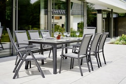 Sieger Dining-Set ROYAL, Tisch + 8 Stühle, Aluminium / Polytec (HPL) / Textilux
