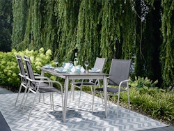 Sieger Dining-Set SIRIO, Tisch + 4 Stühle, Aluminium / Polytec (HPL) / Textilux