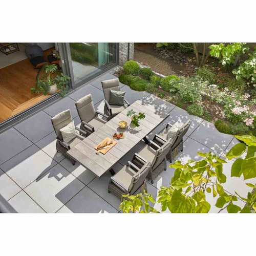 Siena Garden Dining Sessel CORIDO MOVE, Aluminium Anthrazit / Gardino-Geflecht Charcoal Grey / Kissen 100 % Polypropylen Taupe meliert - Abverkauf